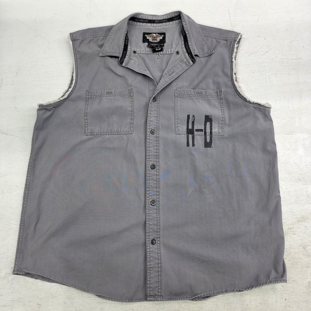 Harley Davidson Motorcycles Sleeveless Cut Off Vest Skull Crossbones Mens 2XL
